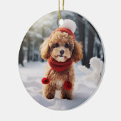 Speelgoed poedel hond kerst aandenken keramisch ornament (Links)