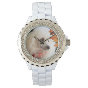 Speelgoed poedel hond wit Rhinestone Horloge