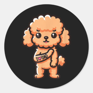 Speelgoed Poedel I Love Dad Funny Dog Tattoo _1 Ronde Sticker