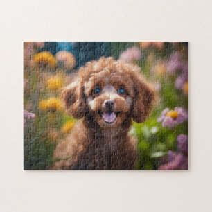 Speelgoed Poedel Puppy in Bloemen Legpuzzel