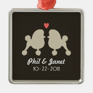 Speelgoed Poedel Silhouetten Liefde Honden Paar Cu Metalen Ornament