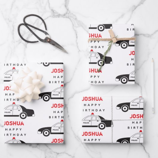 Speelgoed Politieauto Aangepaste naam Kinderen van Inpakpapier Vel (Voorkant)