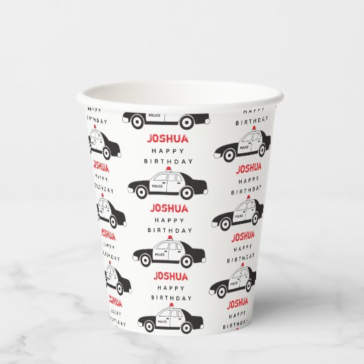 Speelgoed Politieauto Aangepaste naam Kinderen van Papieren Bekers (Voorkant)