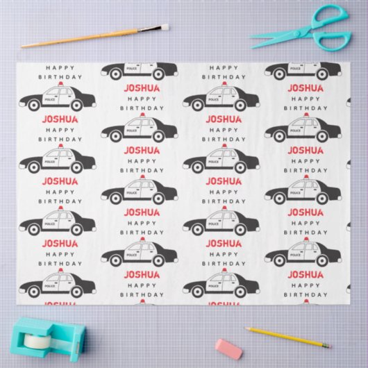 Speelgoed Politieauto Aangepaste naam Kinderen van Tissuepapier (Craft)
