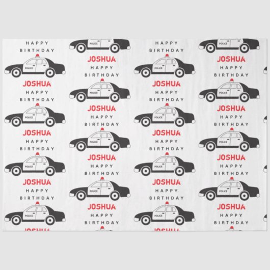 Speelgoed Politieauto Aangepaste naam Kinderen van Tissuepapier (Voorkant)