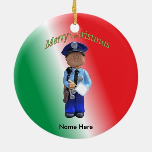 Speelgoed politieman - Aangepast kerstfeest Keramisch Ornament (Achterkant)