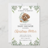 Speelgoed Poodle Abriot Brown Boho Greenery Baby s Kaart (Voorkant)