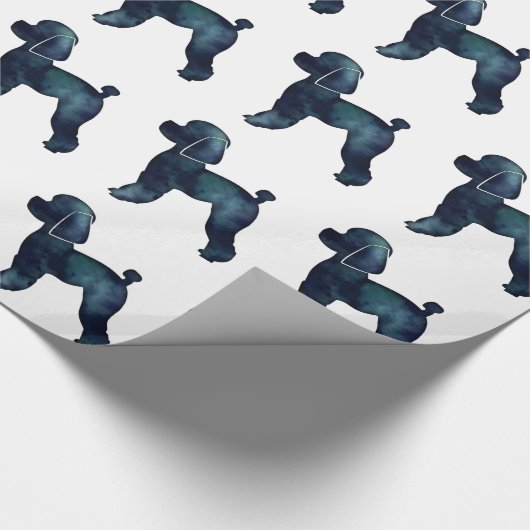 Speelgoed Poodle Black Waterverf Silhouette Cadeaupapier (Hoek)