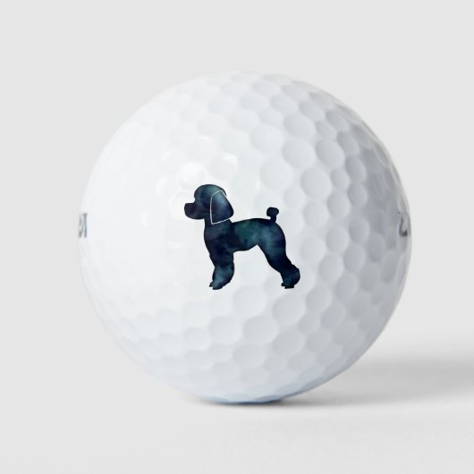 Speelgoed Poodle Black Waterverf Silhouette Golfballen (Voorkant)