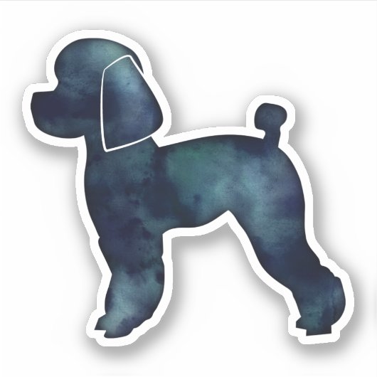 Speelgoed Poodle Black Waterverf Silhouette Sticker (Voorkant)