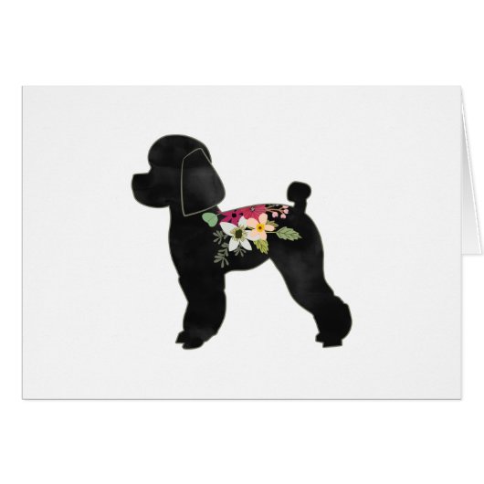 Speelgoed Poodle Breed Boho Floral Silhouette Card (Voorkant Horizontaal)