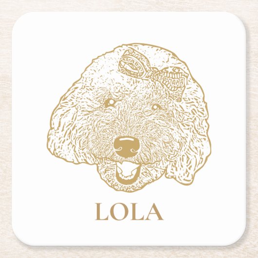 Speelgoed Poodle Dog gepersonaliseerde handtekenin Kartonnen Onderzetters (Voorkant)