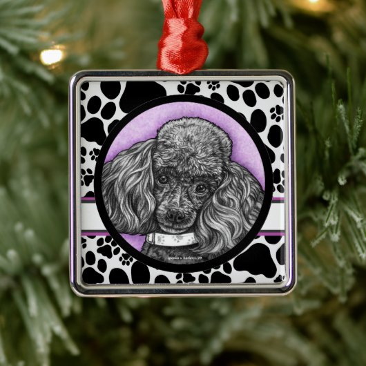 Speelgoed Poodle dog kunst van Glenda Harlan Metalen Ornament (Boom)