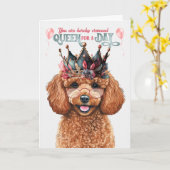 Speelgoed Poodle Dog Queen voor een Dag Funny Birt Kaart (Gele Bloem)
