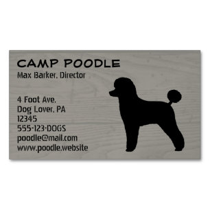 Speelgoed Poodle Dog Silhouette Faux Wood Style Visitekaartje Magneet