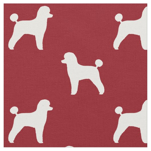 Speelgoed Poodle Dog Silhouettes Pattern Red en Wh Stof (Close Up)