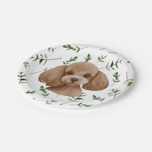 Speelgoed Poodle Greenery Boho Baby shower Paper B Papieren Bordje (Gekanteld)