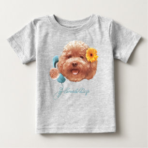 Speelgoed Poodle met bloem en telefoon illustratie