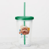 Speelgoed Poodle met bloem en telefoon illustratie Acryl Drinkbeker (Voorkant)