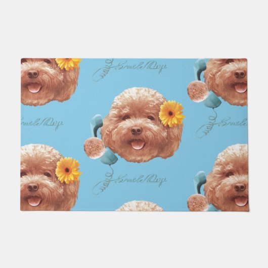 Speelgoed Poodle met bloem en telefoon illustratie Deurmat (Voorkant)