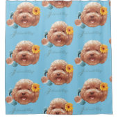 Speelgoed Poodle met bloem en telefoon illustratie Douchegordijn (Voorkant)