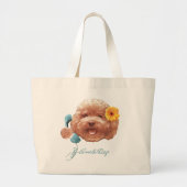 Speelgoed Poodle met bloem en telefoon illustratie Grote Tote Bag (Voorkant)