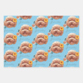 Speelgoed Poodle met bloem en telefoon illustratie Inpakpapier Vel (Voorkant 3)