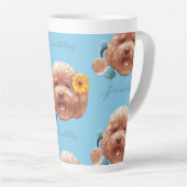 Speelgoed Poodle met bloem en telefoon illustratie Latte Mok (Rechterhoek)