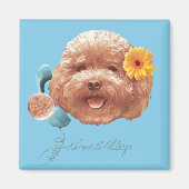Speelgoed Poodle met bloem en telefoon illustratie Magneet (Voorkant)