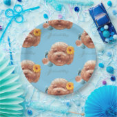 Speelgoed Poodle met bloem en telefoon illustratie Papieren Bordje (Feest)
