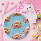 Speelgoed Poodle met bloem en telefoon illustratie Papieren Bordje (Feest)