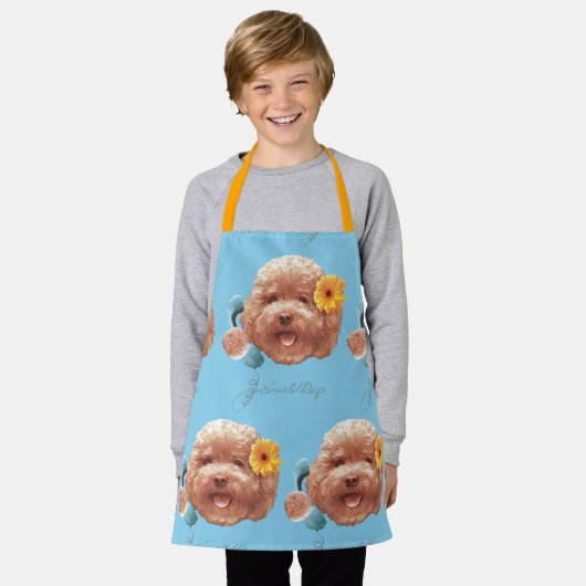 Speelgoed Poodle met bloem en telefoon illustratie Schort (Gedragen)