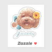 Speelgoed Poodle met bloem en telefoon illustratie Sticker (Vel)