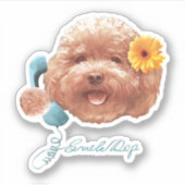 Speelgoed Poodle met bloem en telefoon illustratie Sticker (Voorkant)