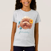 Speelgoed Poodle met bloem en telefoon illustratie T-shirt (Voorkant)