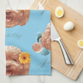 Speelgoed Poodle met bloem en telefoon illustratie Theedoek (Quarter Fold)