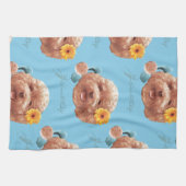 Speelgoed Poodle met bloem en telefoon illustratie Theedoek (Horizontaal)