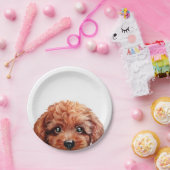 Speelgoed poodle roodbruin origineel van miart papieren bordje (Feest)