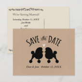 Speelgoed Poodle Silhouetten Bruiloft Save the Dat Aankondigingskaart (Voorkant / Achterkant)