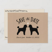 Speelgoed Poodle Silhouetten Bruiloft Save the Dat Aankondigingskaart (Voorkant / Achterkant)