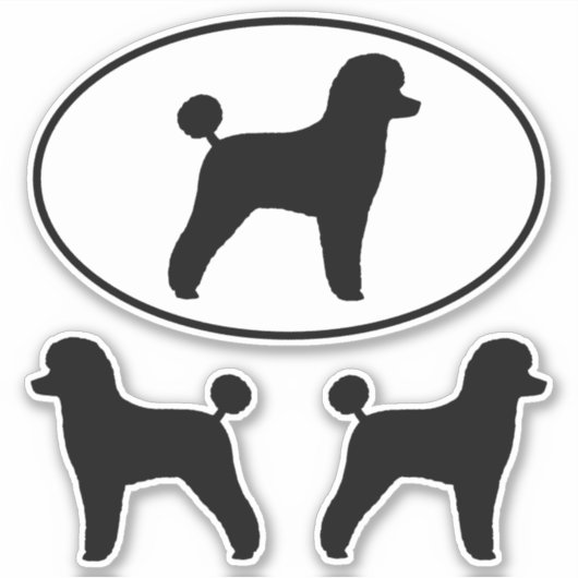 Speelgoed Poodle Silhouetten Hondenras Vinyl Stick Sticker (Voorkant)