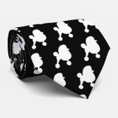 Speelgoed Poodle Silhouettes Patroon White en Blac Stropdas (Opgerold)