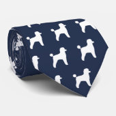 Speelgoed Poodle Silhouettes Patroon White en Blue Stropdas (Opgerold)