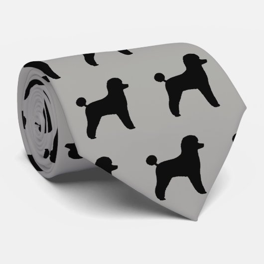 Speelgoed Poodle Silhouettes Pattern Grey and Blac Stropdas (Opgerold)