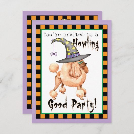 Speelgoed Poodle Witch Uitnodiging (Voorkant / Achterkant)