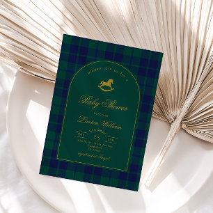 Speelgoed Preppy Plaid Luxe Goud Baby shower Kaart