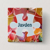 Speelgoed Puzzle-ballon - Birthday partijnaam Vierkante Button 5,1 Cm (Voorkant)