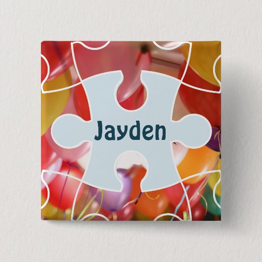 Speelgoed Puzzle-ballon - Birthday partijnaam Vierkante Button 5,1 Cm (Voorkant)