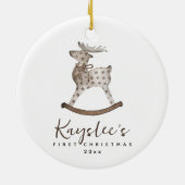 Speelgoed Rendier Baby Eerste Kerst Keramisch Orna Keramisch Ornament (Achterkant)