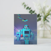 Speelgoed Robos op het Briefkaart van de aanval (Staand voorkant)